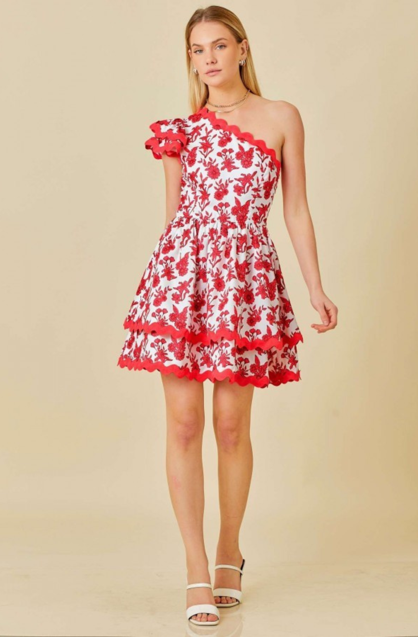 Vestido One Shoulder con Estampado Floral