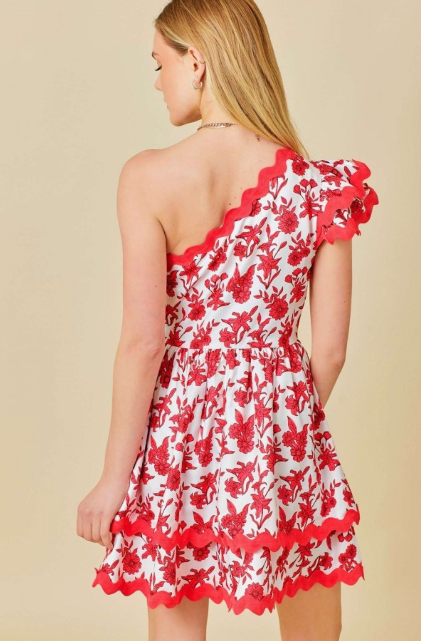 Vestido One Shoulder con Estampado Floral