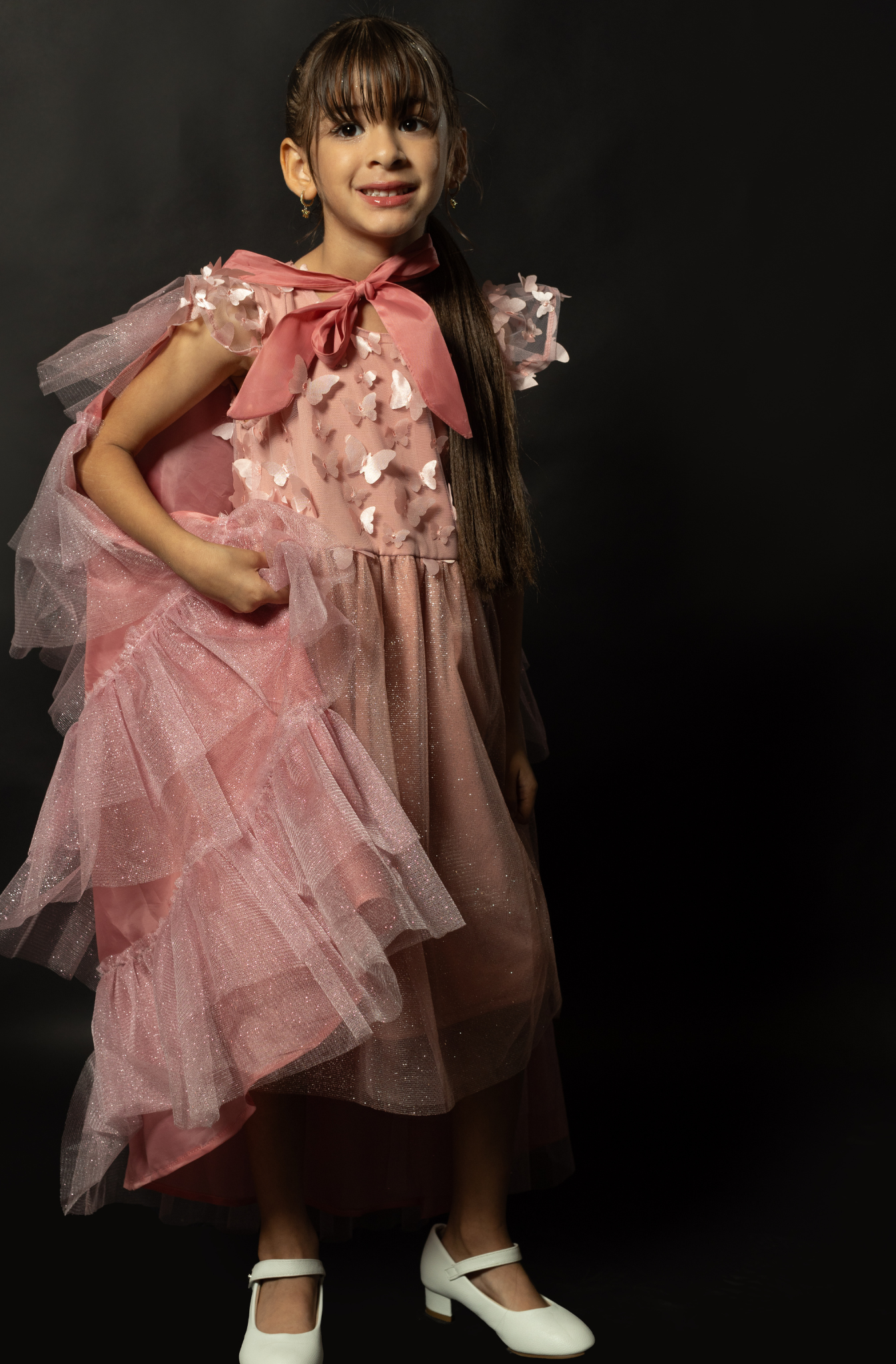 Vestido de Niña Formal con detalle de Mariposas y Brillo
