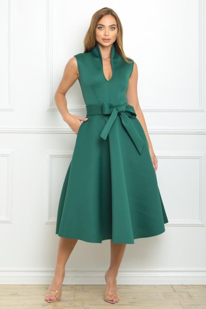 EMERALD POISE MIDI DRESS