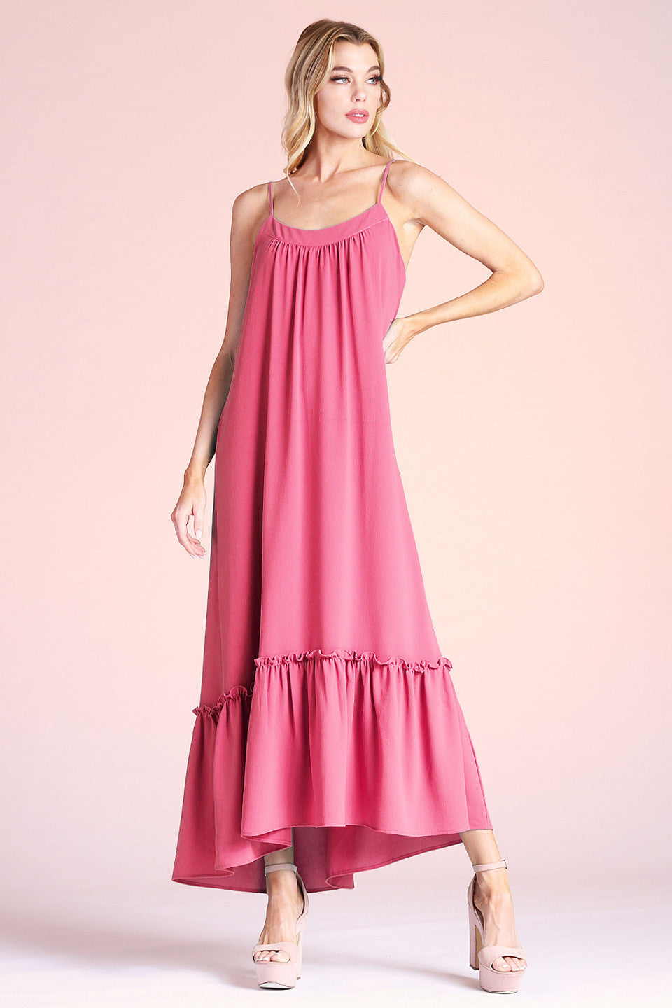 RUFFLE CAMI ANKLE MAXI