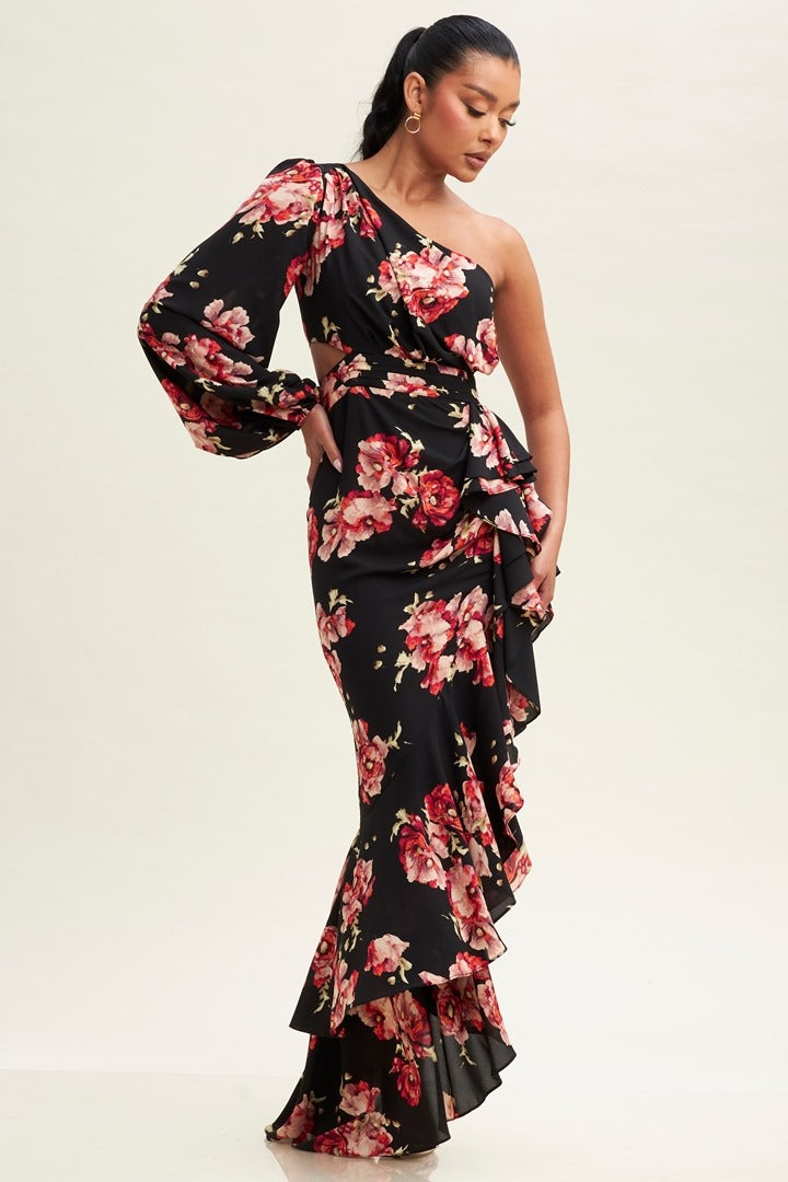 VESTIDO ONE SHOULDER FLORAL