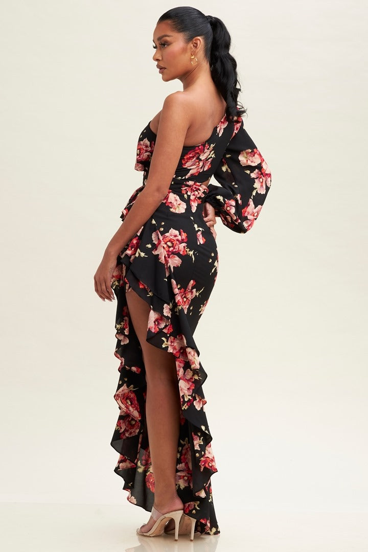 VESTIDO ONE SHOULDER FLORAL