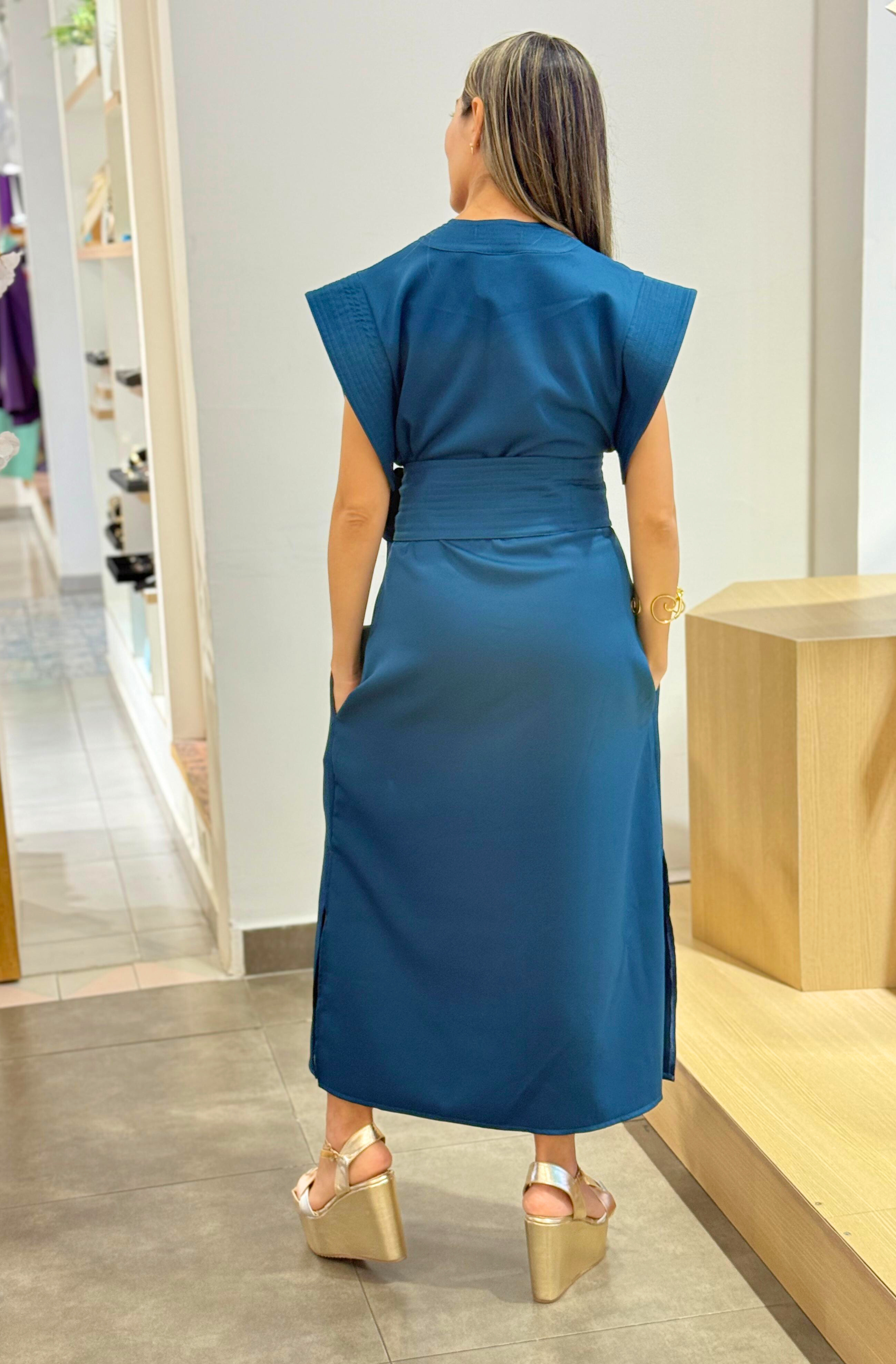 TIDE BELTED MIDI DRESS