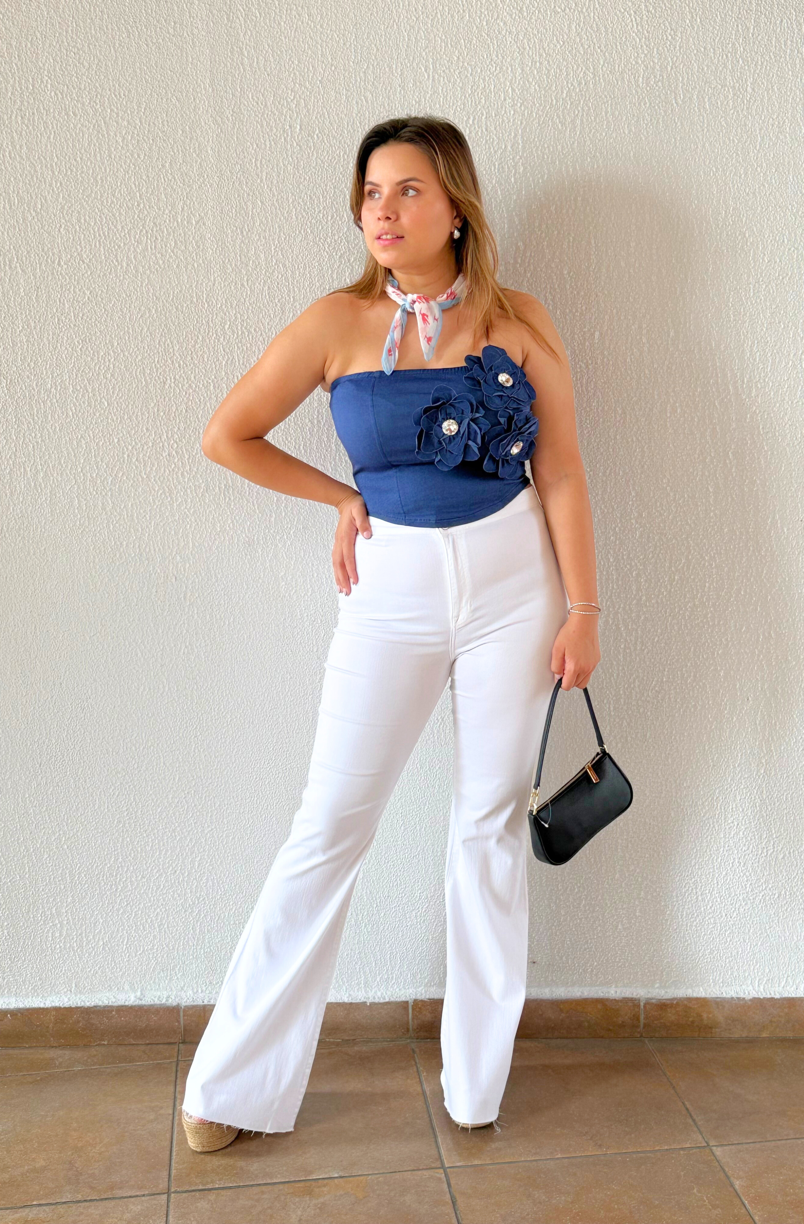 FLORAL DENIM CORSET