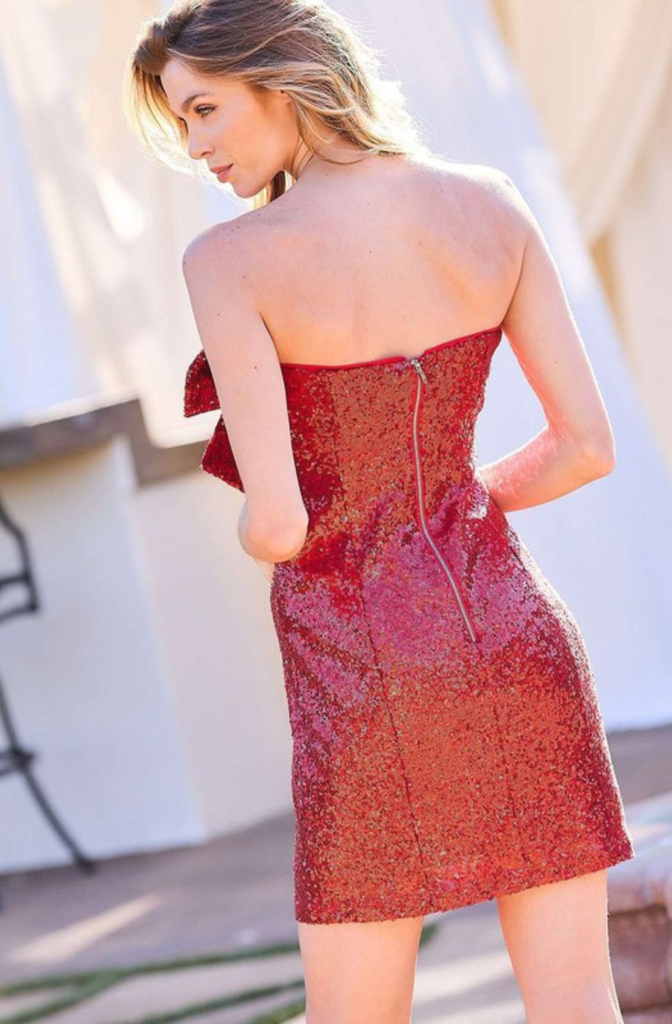 Vestido Midi Strapless Rojo