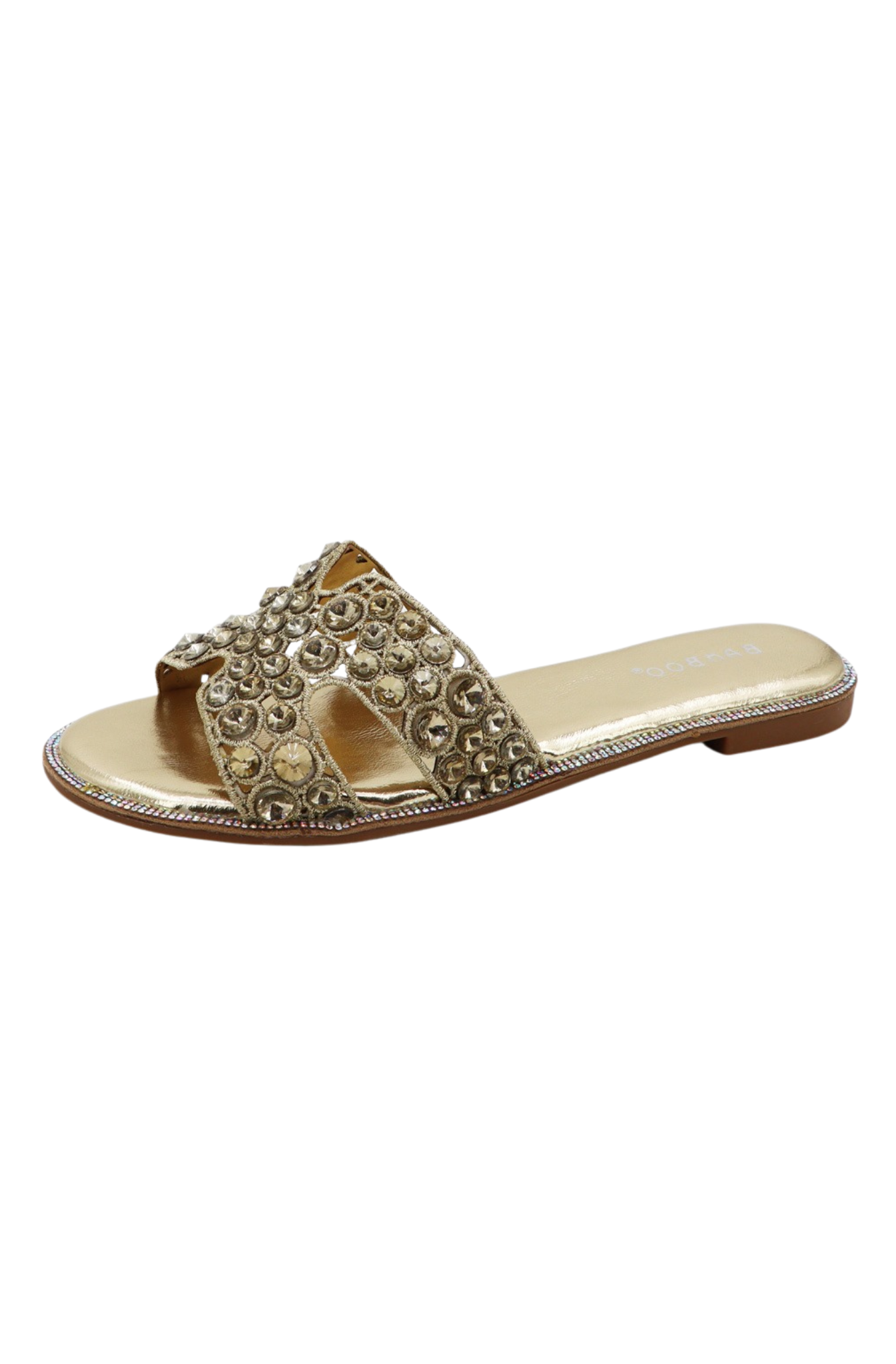 Sandalias Doradas con Rhinestones