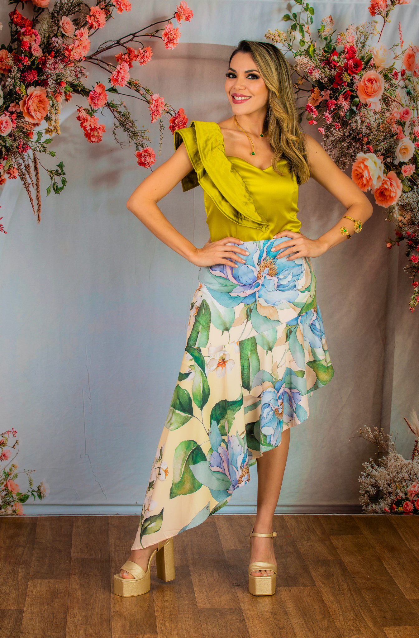Falda High Low - Colección Peonies