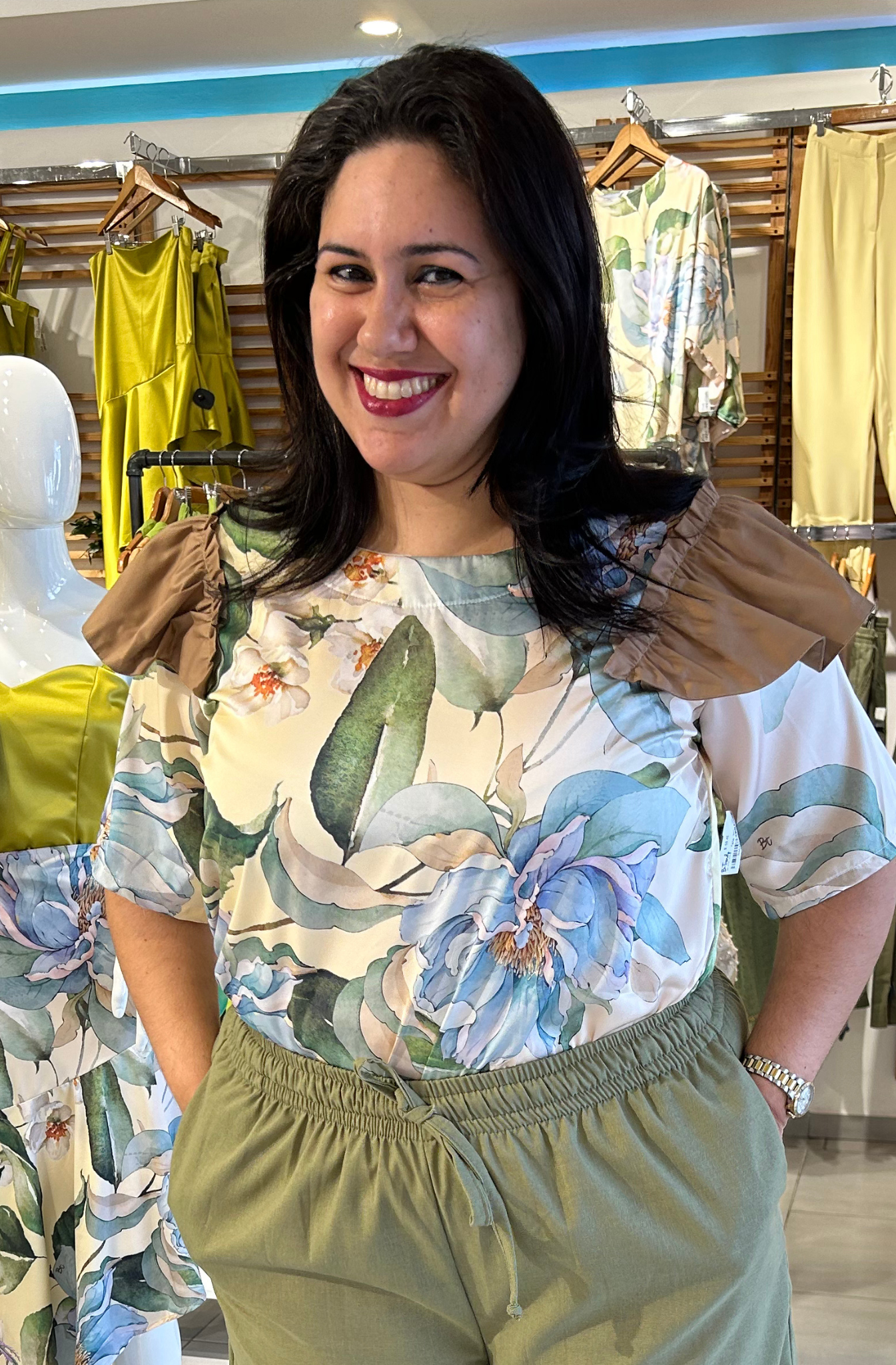 Blusa Estampada Peonia con Vuelos - Colección Peonies