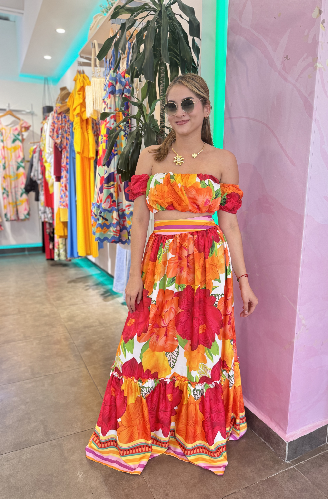 Maxi Falda con Estampado Floral
