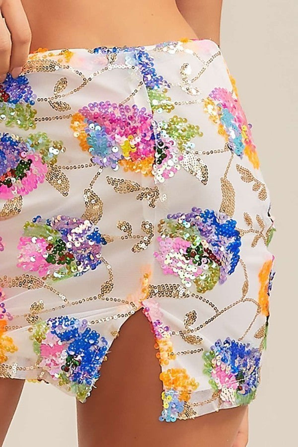 MULTI FLOWER MINI SKIRT