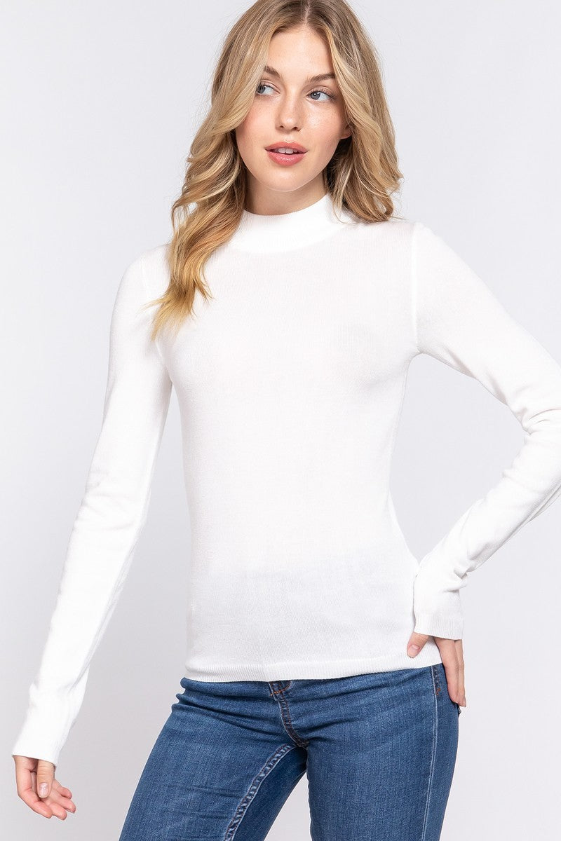 Sweater Manga Larga Stretch con Cuello Redondo