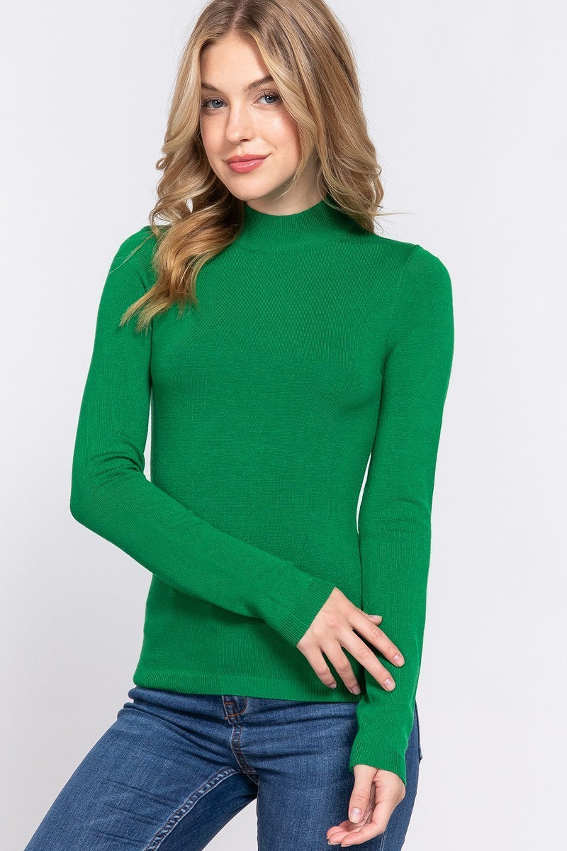 Sweater Manga Larga Stretch con Cuello Redondo