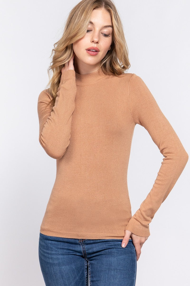 Sweater Manga Larga Stretch con Cuello Redondo