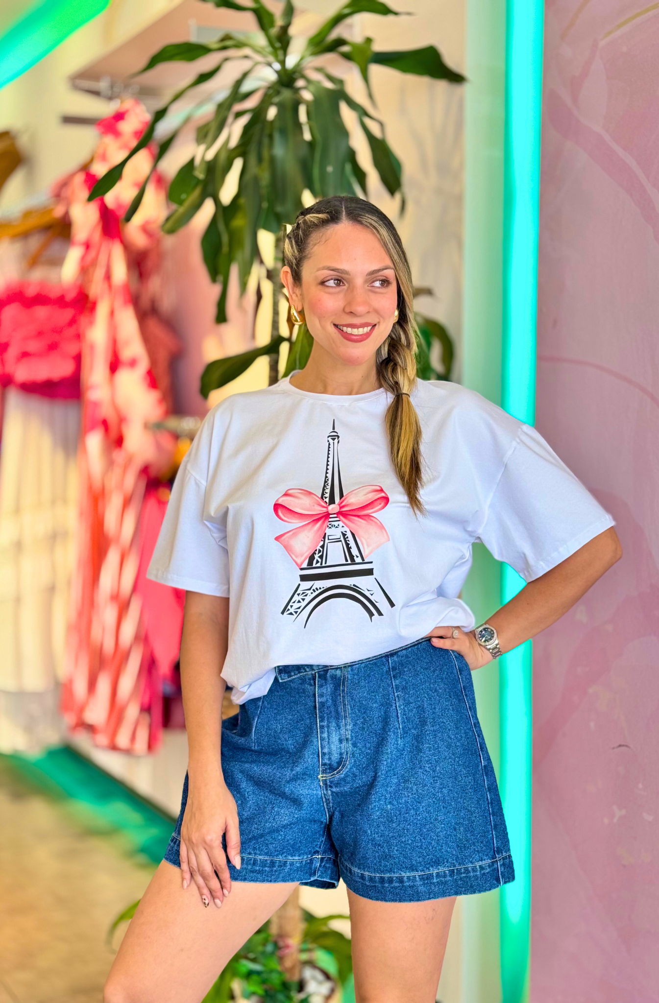 T-Shirt Oversize de Torre Eiffel - Colección Emily in Paris