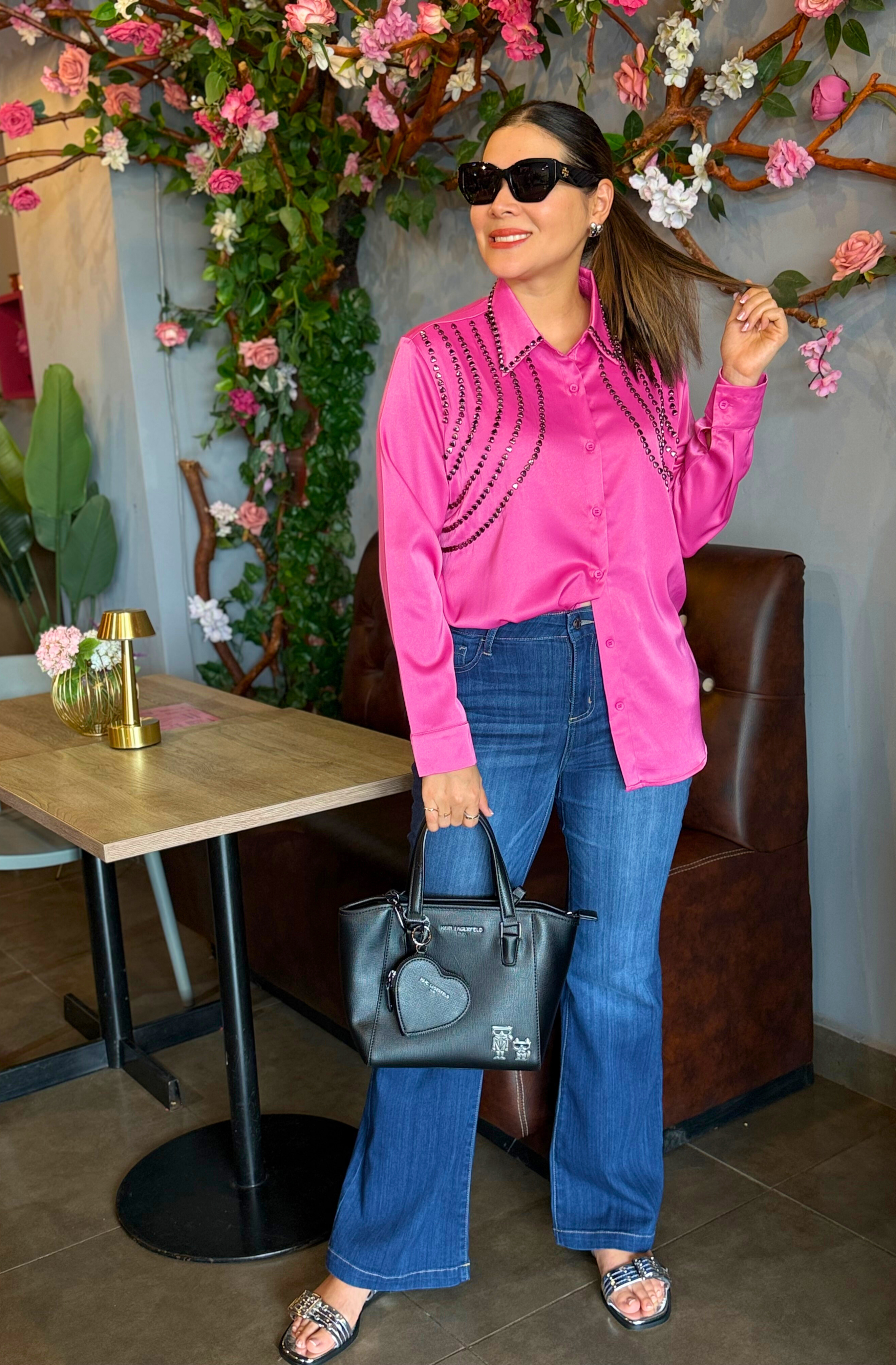 HEART GLOW SATIN SHIRT