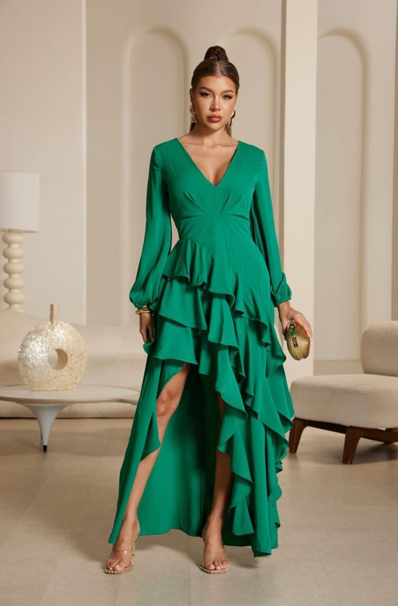 Vestido Verde con Vuelos