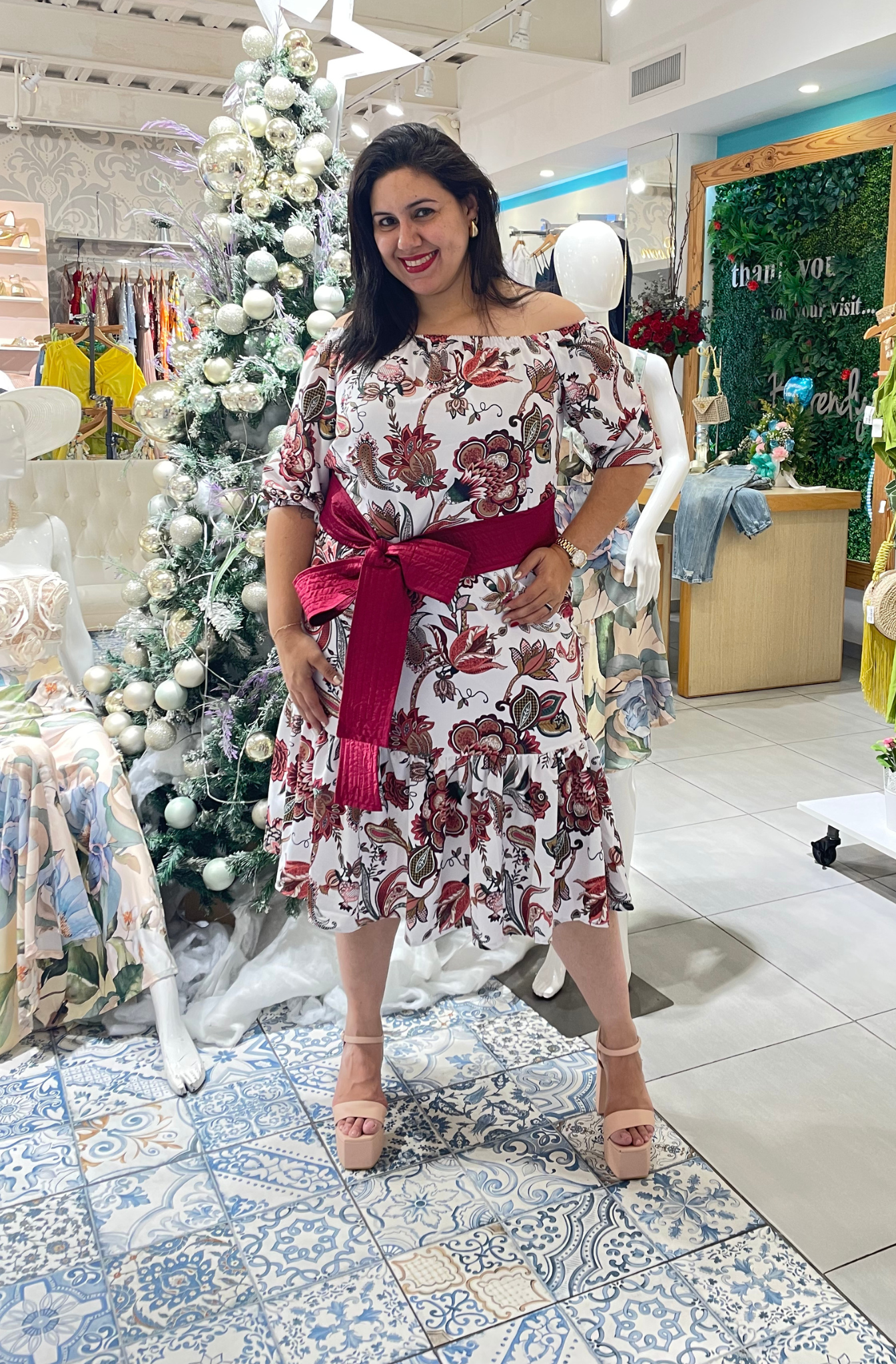 Vestido Off Shoulder Estampado - Esencia Curvy