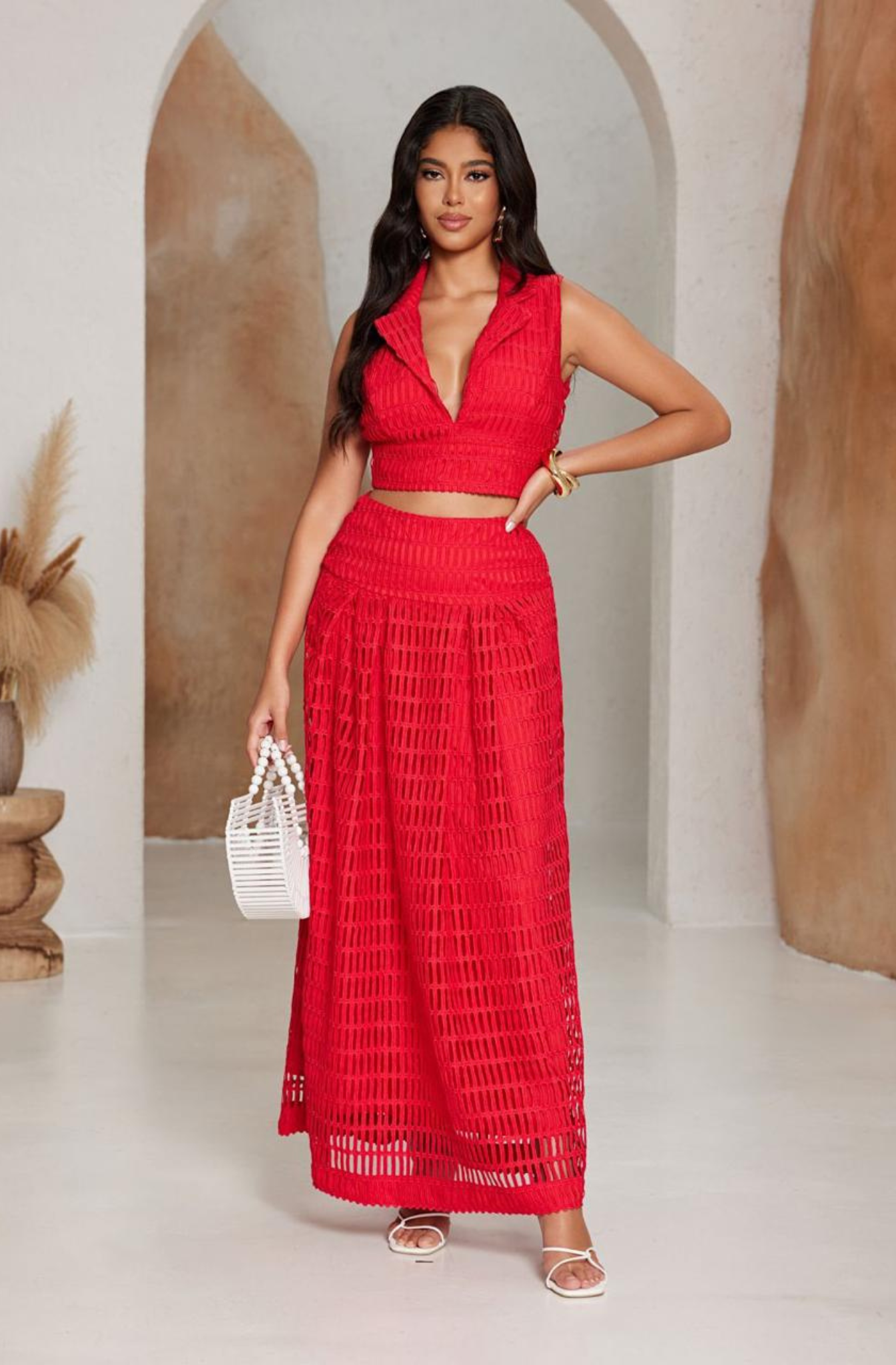 Maxi Falda Roja de Ojalillo