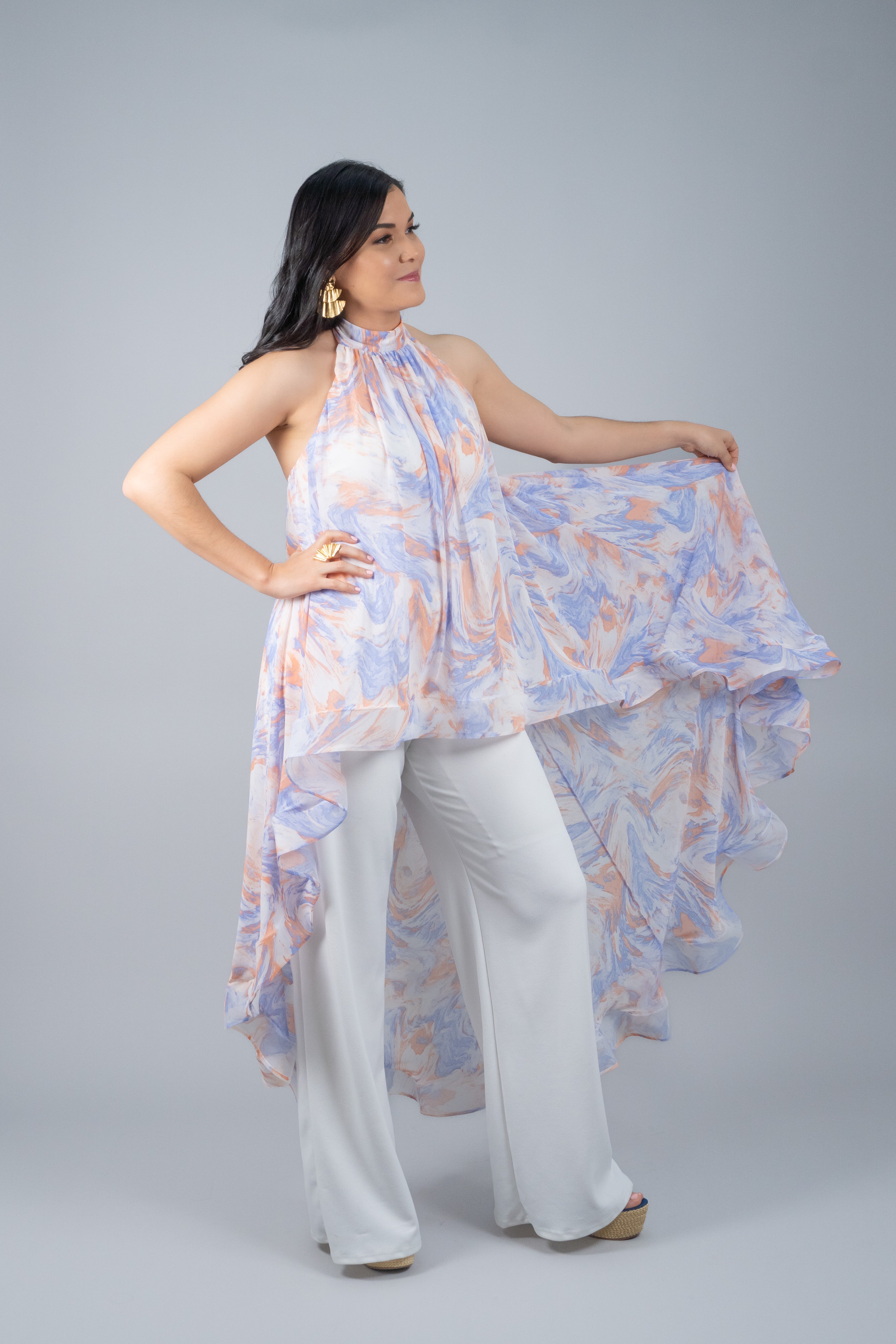 JUMPSUIT HALTER CON CAPA